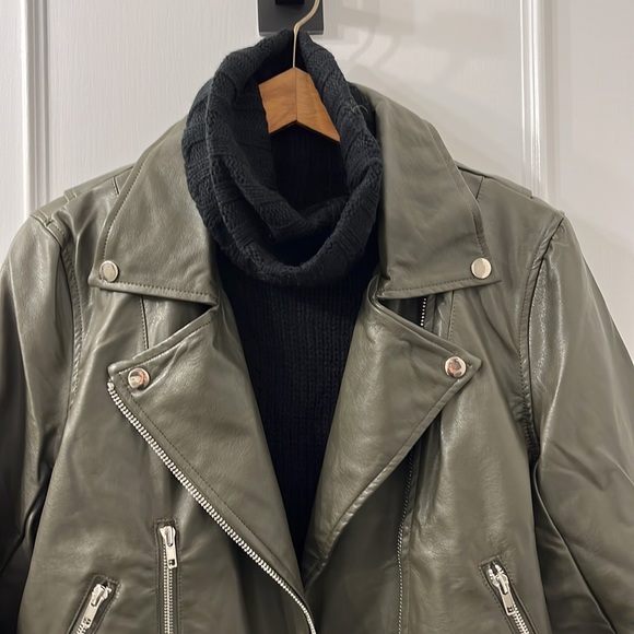 Three Bird Nest Olive Green Vegan Leather Moto Jacket - Picture 6 of 7